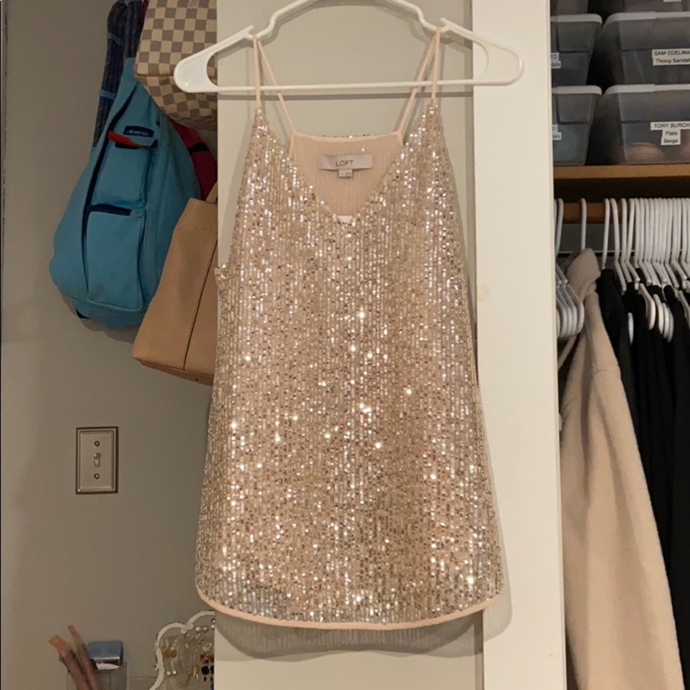 Sequin V-neck Tank Top
